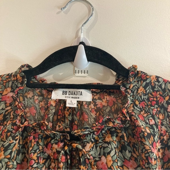 BB Dakota by Steve Madden Sz  L Ditsy Tiered Ruffled Neck Sleeve Midi Dress NEW - Picture 14 of 16